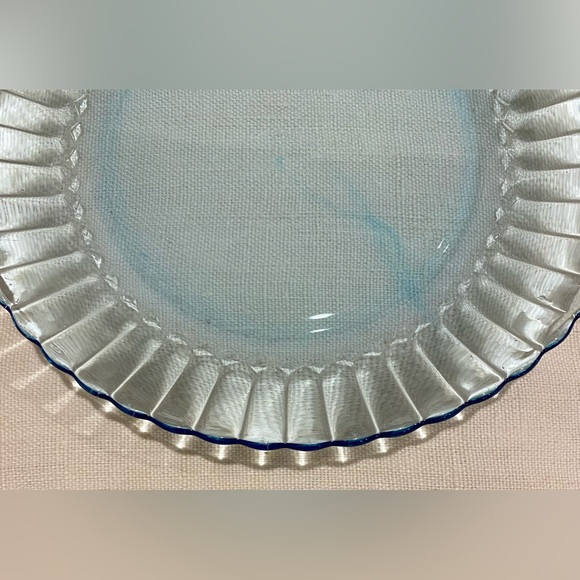 Vintage 2 Forte Crisa Mexico glass plates -Blue Azure dessert/salad baby shower - Picture 3 of 4
